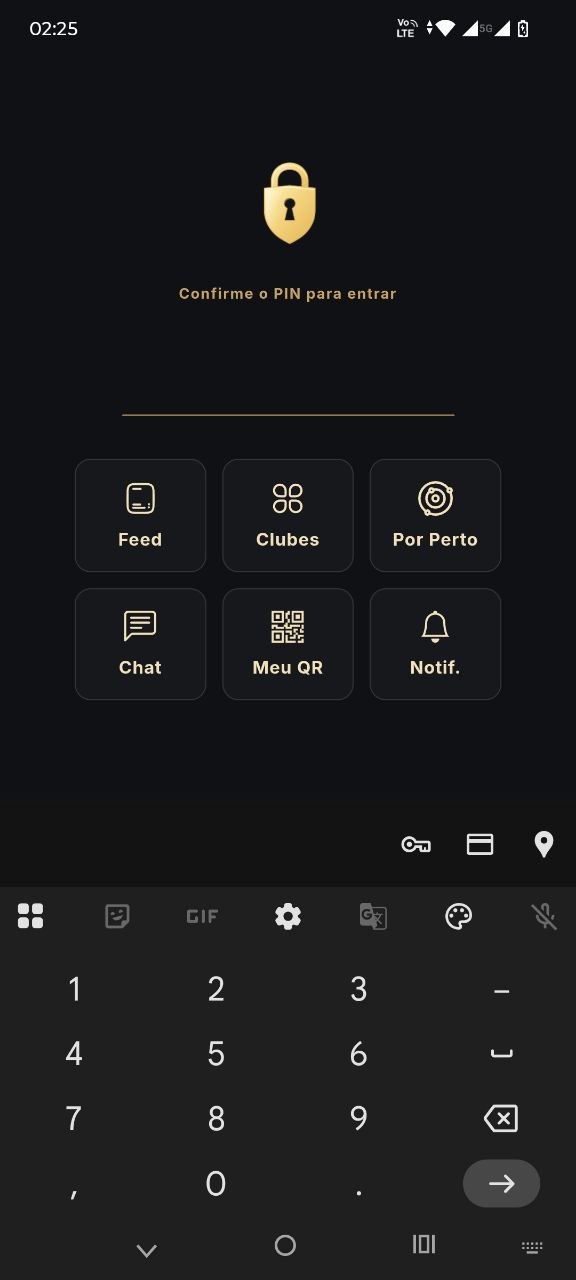 Tela de privacidade do Cluby em um smartphone